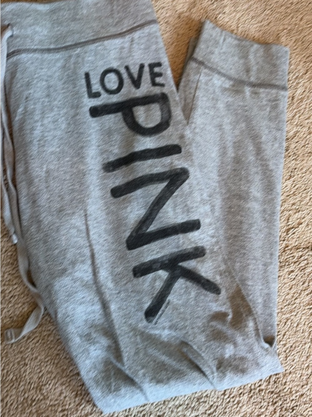 Victoria's Secret Grey joggers with Black LOVE PINK Logo